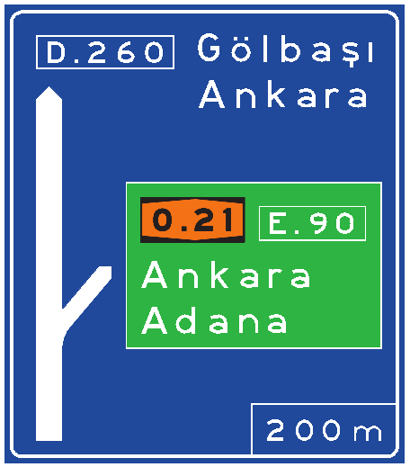 Kavşak Öncesi Yön Levhası
